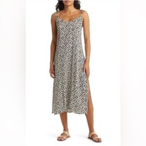 Billabong Funshine Floral Print Slipdress in Black Pebble